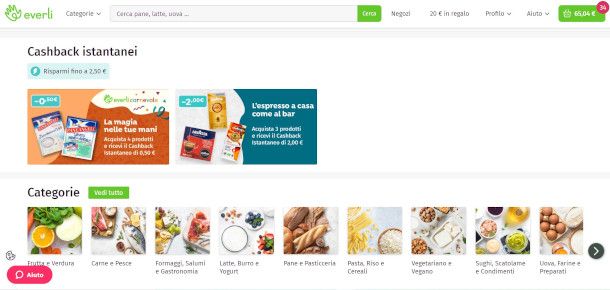 schermata supermercato LIDL su sito Everli