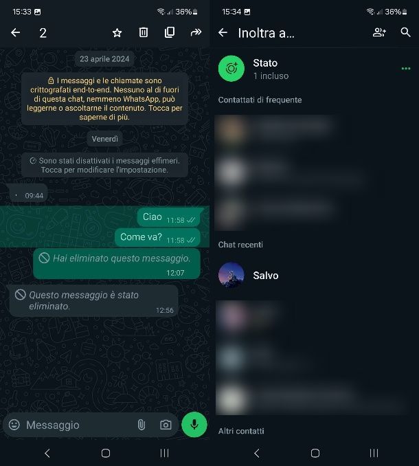 Inoltrare singoli messaggi