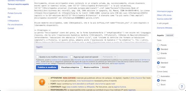 Modificare una voce su Wikipedia