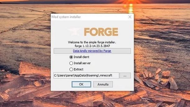 Come installare Forge Minecraft 1.12.2