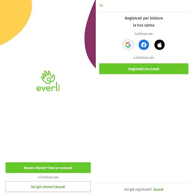 registrazione app everli