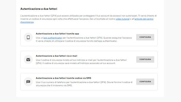 Modalità autenticazione a due fattori Epic Games Fortnite