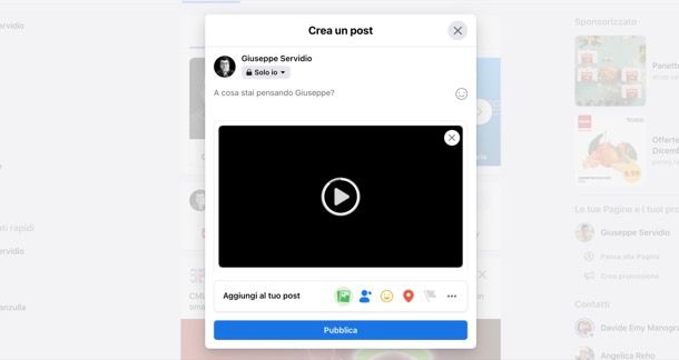 Condividere video su Facebook da PC