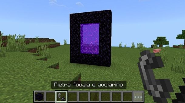 Come creare un portale su Minecraft Bedrock Pietra focaia e acciarino