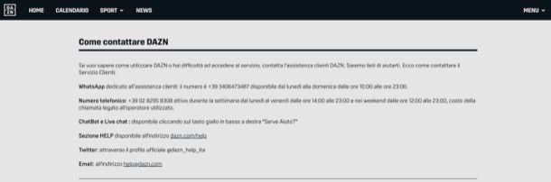 Contattare DAZN