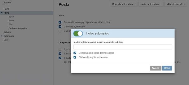 Come inoltrare un'email in automatico con Libero