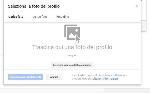 cambiare l'immagine del profilo Google