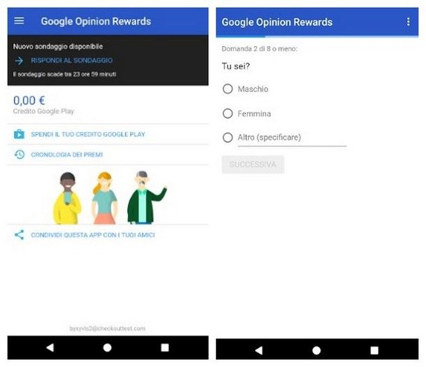 Comprare su Google Play senza carta di credito - Google Opinion Rewards