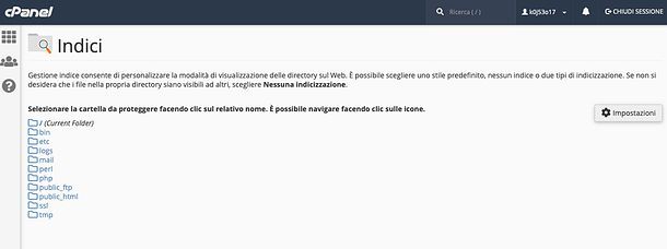 Indici cPanel