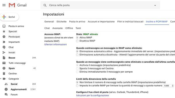 Come attivare IMAP su Gmail