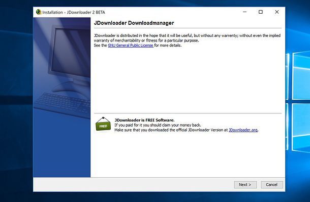 Installazione di JDownloader su Windows