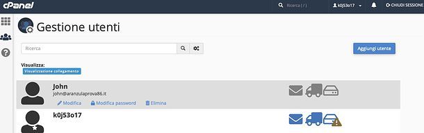 Gestione utenti cPanel