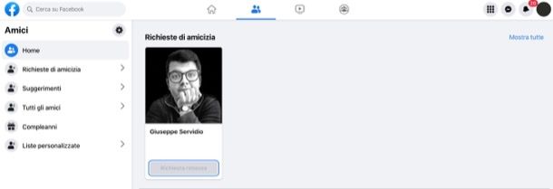 Eliminare richieste d'amicizia su Facebook