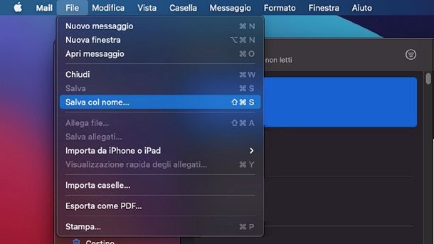 Come salvare i messaggi PEC Apple Mail