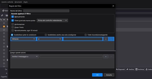 Come effettuare inoltro automatico email in Thunderbird