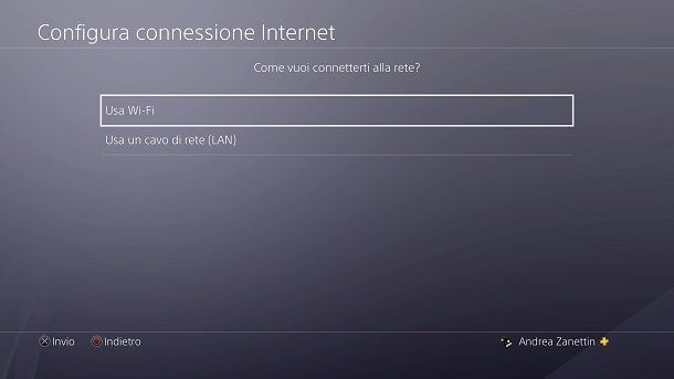 Configura connessione PS4