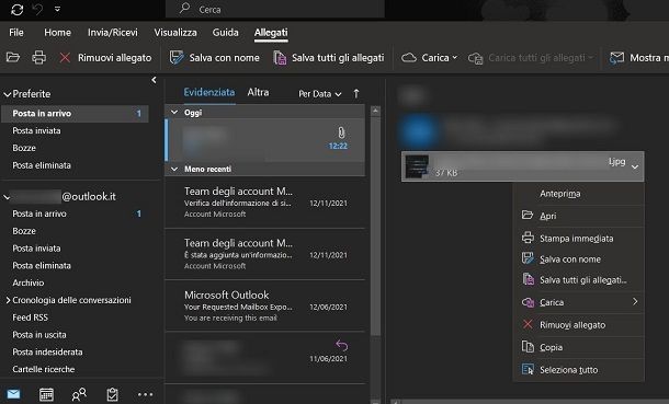 Come salvare allegati mail su PC