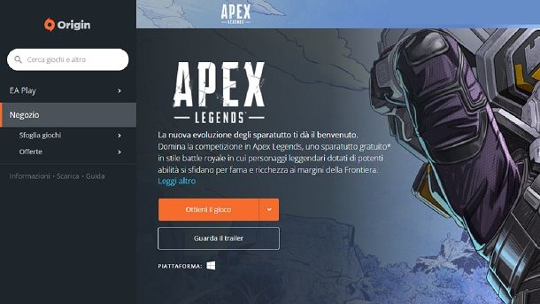 Scaricare e installare Origin Apex Legends PC