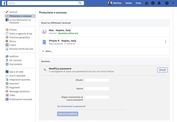 Come faccio a vedere la mia password di Facebook