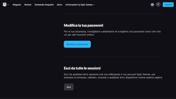 Cambiare email e password