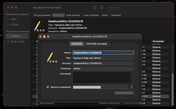 Accesso Portachiavi macOS