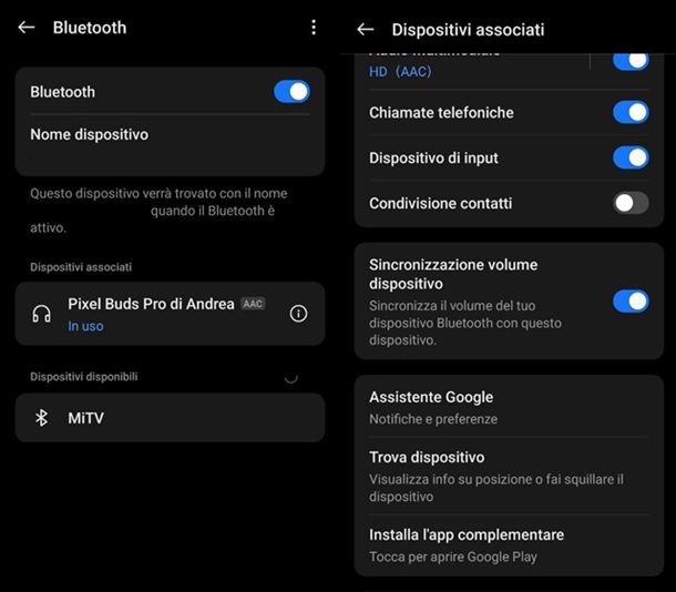 Opzioni per sicronizzare il volume Android