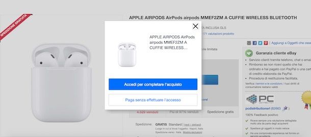 Acquistare su eBay senza account
