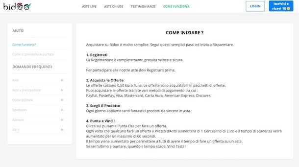 Come cancellarsi da Bidoo