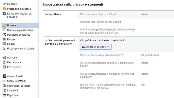 Come non ricevere amicizie su Facebook