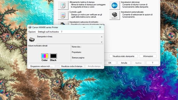 Controlla dettagli inchiostro Canon Pixma Windows 11