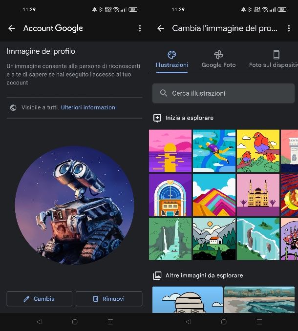 Come cambiare immagine profilo Google da Android