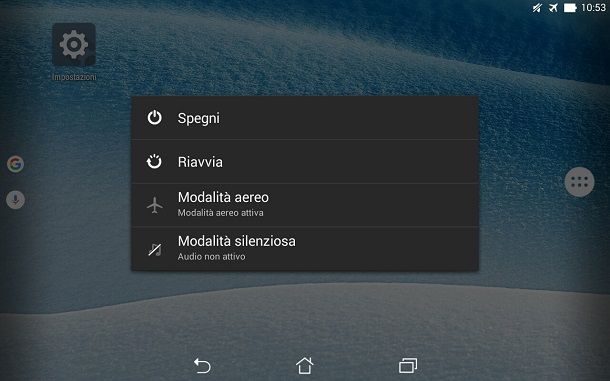 menu spegnimento android