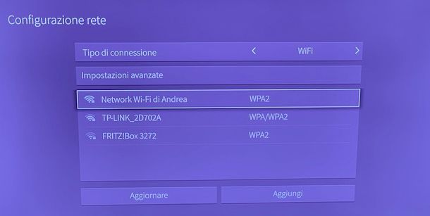 Rete WiFi menu TV Hisense