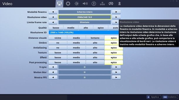 Impostazioni migliori su Fortnite PC