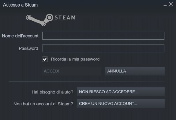 Accedi Steam