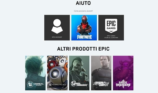 Supporto Epic Games