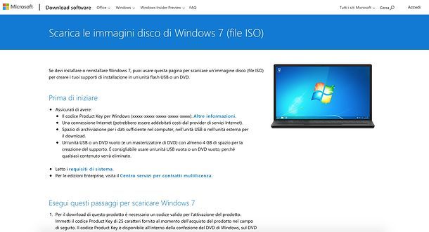 Sito download Windows 7