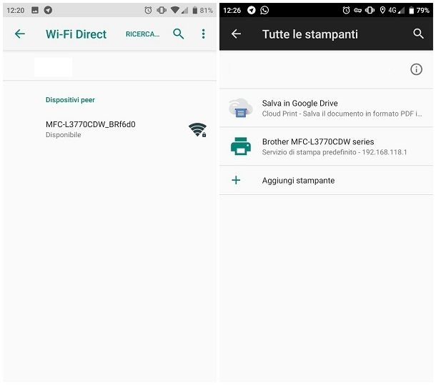 Scansione Wi-Fi Direct - Android