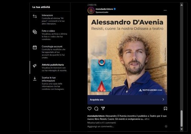 Come ritrovare una pagina sponsorizzata su Instagram PC