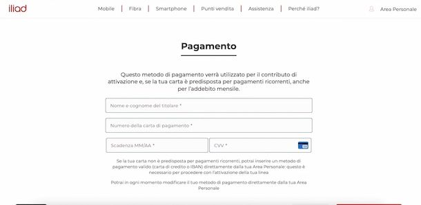 Pagamento Iliad Fibra