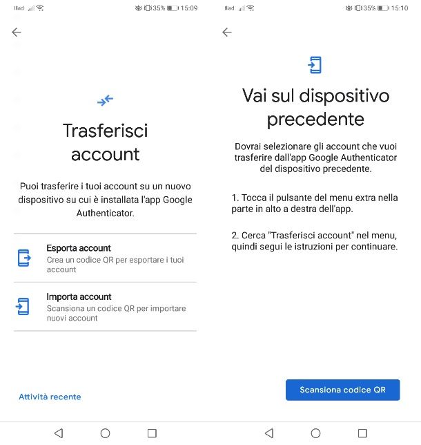 Fare il backup di Google Authenticator