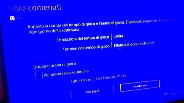 Limitare tempo console PS4
