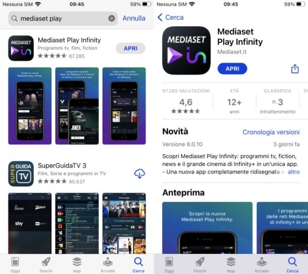 Scaricare Mediaset Play Infinity su iOS
