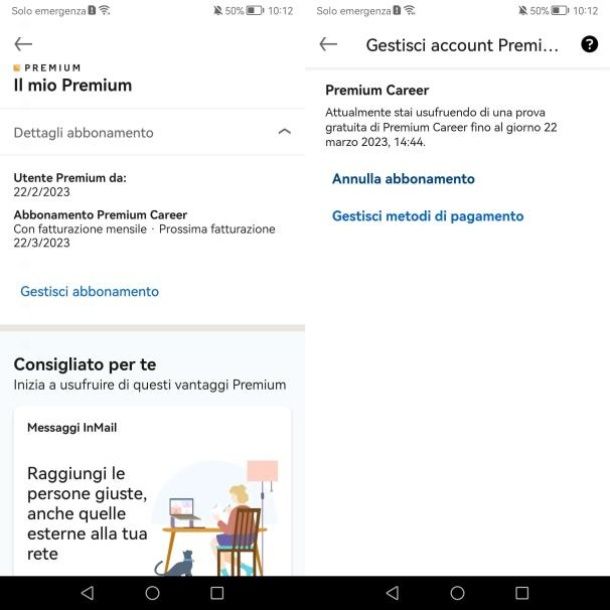 Come disattivare LinkedIn premium da app