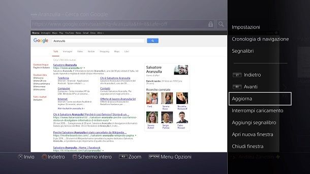 Navigazione Web PlayStation 4