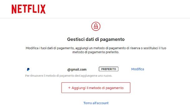 Come aggiornare metodo di pagamento su Netflix da PC