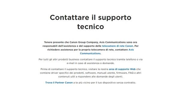 Supporto tecnico Canon