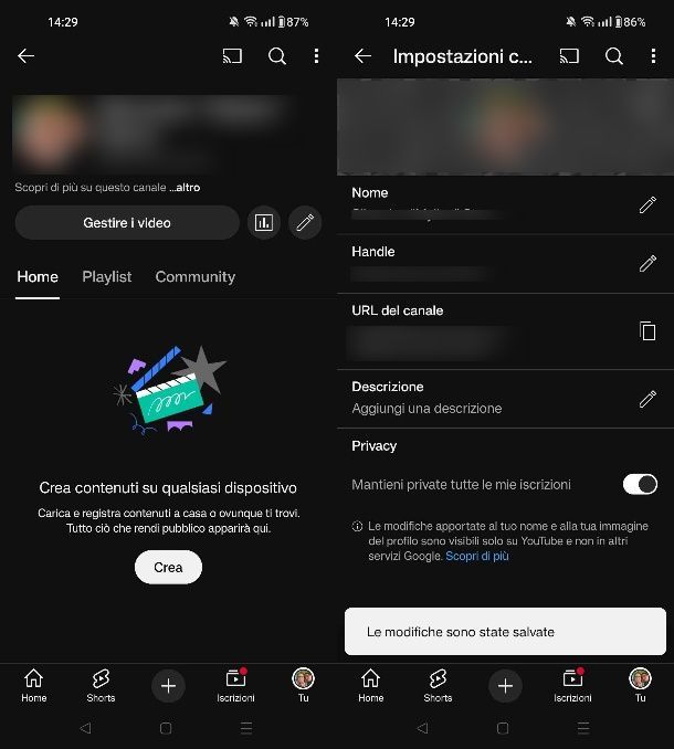 Come rendere privato un canale YouTube