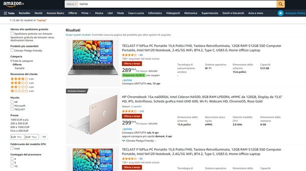 PC portatili offerte Amazon