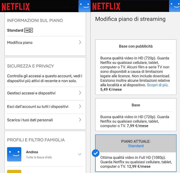 Come aggiornare abbonamento Netflix da smartphone e tablet